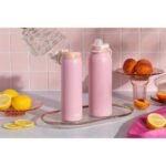Ello Pop and Fill 32oz Stainless Steel Water Bottle Sorbet Pink: Vacuum-Insulated, Leakproof, Twist-Off & Flip-Top Lid - Image 3