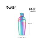 Blush Mirage Rainbow Cocktail Shaker for Margarita, Martini, Bar Gifts for Women, Girls Night, Stainless Steel, Built-in Strainer & Jigger Cap, 20 oz - Image 4