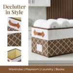 REGALWOVEN Fabric Collapsible Lightweight Open Storage Bins with Handle for Organizing Clothes Book 1 Pc Coffee 17.3*11.8*10.6in - Image 5