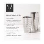 Viski Staghead Boston Shaker Tins, Stainless Steel Cocktail Shaker for Espresso Martini, Margarita, Wedding Gifts, Home Bar, 28 oz & 18 oz, Silver - Image 3