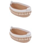 REGALWOVEN 2 Pack Woven Storage Basket, Solid Shelf Storage Bin with Tassel for Key Tray, Catchall for Home Brown 13.4*6.3*4.7in