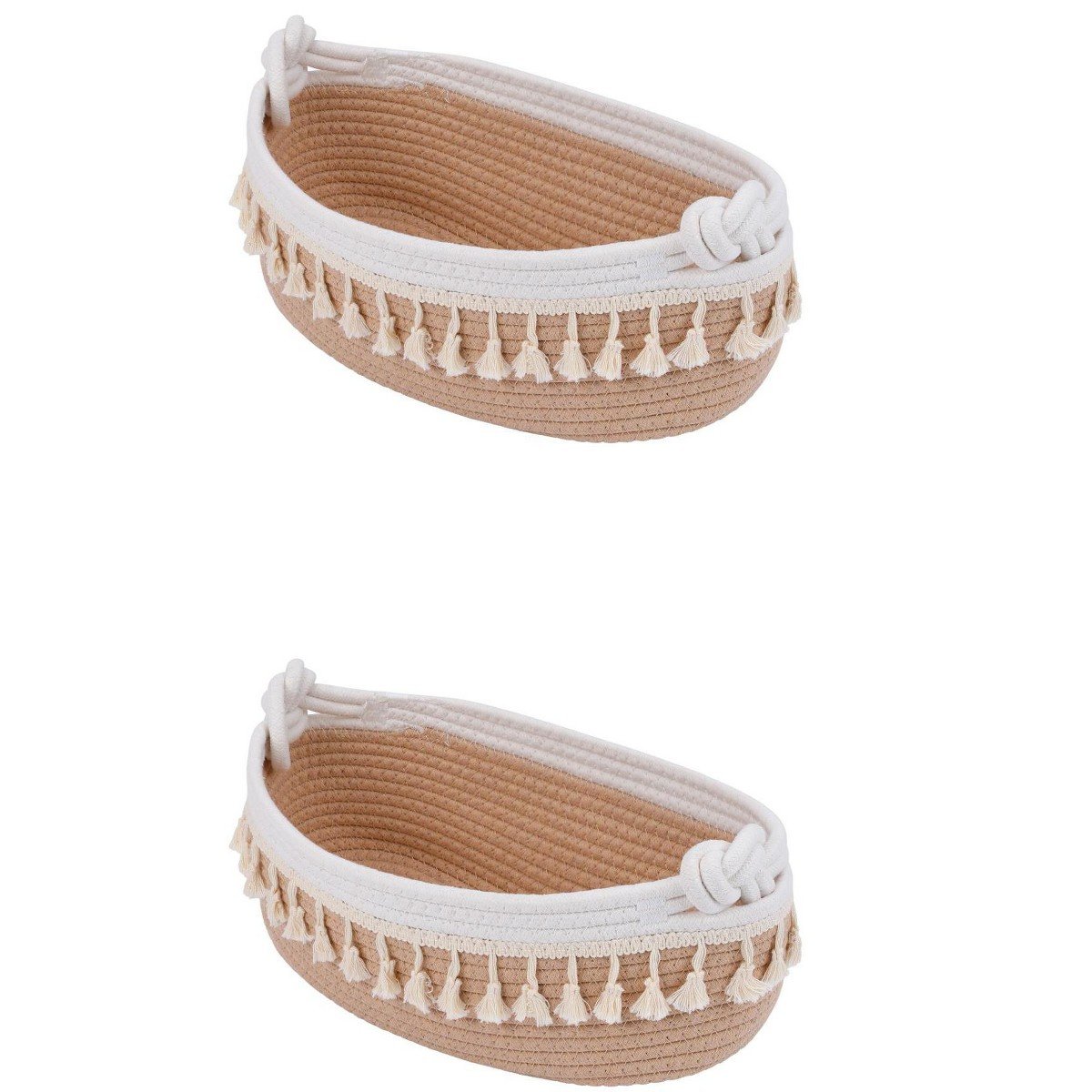 GUEST_6529fd21-16c5-431e-abf2-1f9f5bee01d9.jpg REGALWOVEN 2 Pack Woven Storage Basket, Solid Shelf Storage Bin with Tassel for Key Tray, Catchall for Home Brown 13.4*6.3*4.7in - Image 1