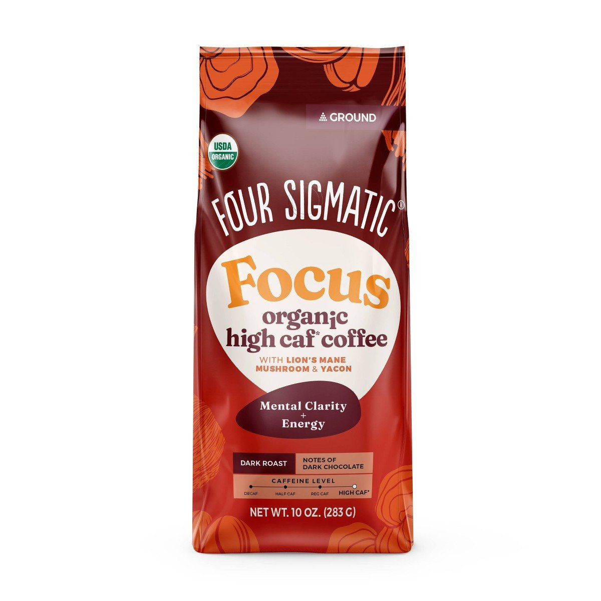 GUEST_6548219b-aa31-4723-b2e1-965ec5c91548.jpg Four Sigmatic Organic High Caffeine Dark Roast Ground Coffee with Lion's Mane Mushroom and Yacon - 10oz - Image 1