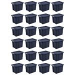 Sterilite Tuff1 18 Gal Plastic Storage Tote Bin w/Latching Lid, Blue (24 Pack)