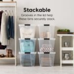 IRIS 54 Qt Stackable Plastic Storage Bins with Lids- Clear/White, 6Pk - Image 3