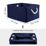 Unique Bargains Foldable Fabric Home Storage Basket Bin Box With Handles Navy Blue L - Image 5