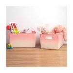 Isaac Jacobs 2pk 7"x8.11" Decorative Storage Ombre Bin Pink - Image 3