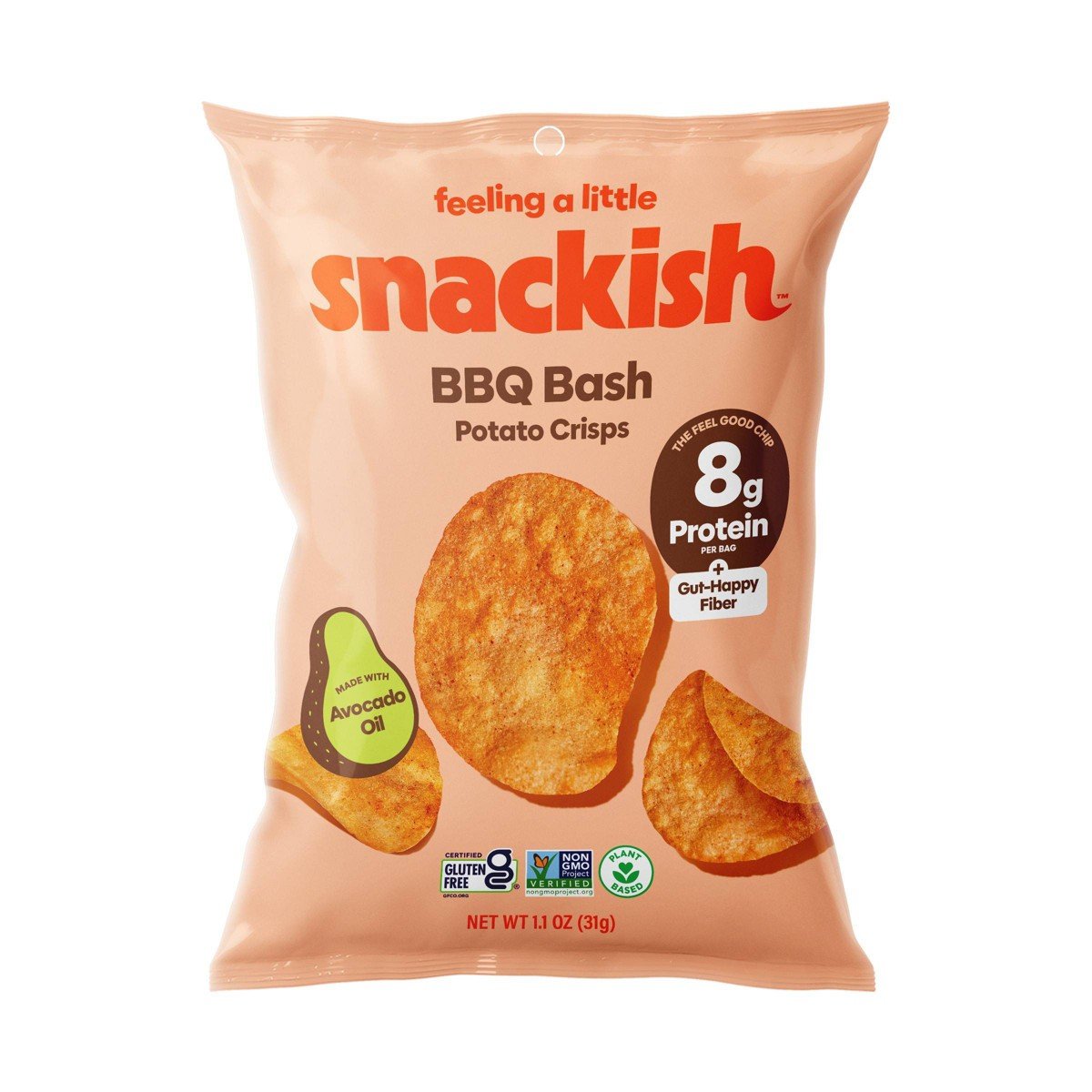 GUEST_678835b3-fd45-41ba-9f0a-a878407692cc.jpg Snackish BBQ Bash 8g Protein Potato Crisps - 1.1oz - Image 1