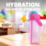 Elemental Water Bottles for Kids - Splash Kid Bottle for School Pop-it Handle - BPA Free Tritan with Straw Leak Proof 18oz - Spring Blossom Clear - Image 5