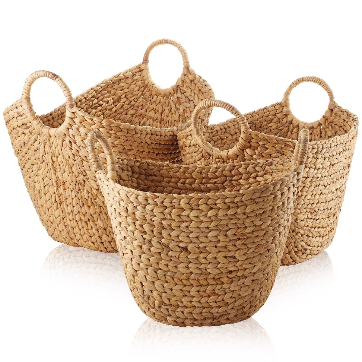 GUEST_69a56c95-f17b-4f56-95c7-5551f736945c.jpg Casafield Set of 3 Water Hyacinth Boat Baskets with Handles - Natural, Woven Storage Organizers for Blankets, Laundry, Bathroom, Bedroom, Living Room - Image 1