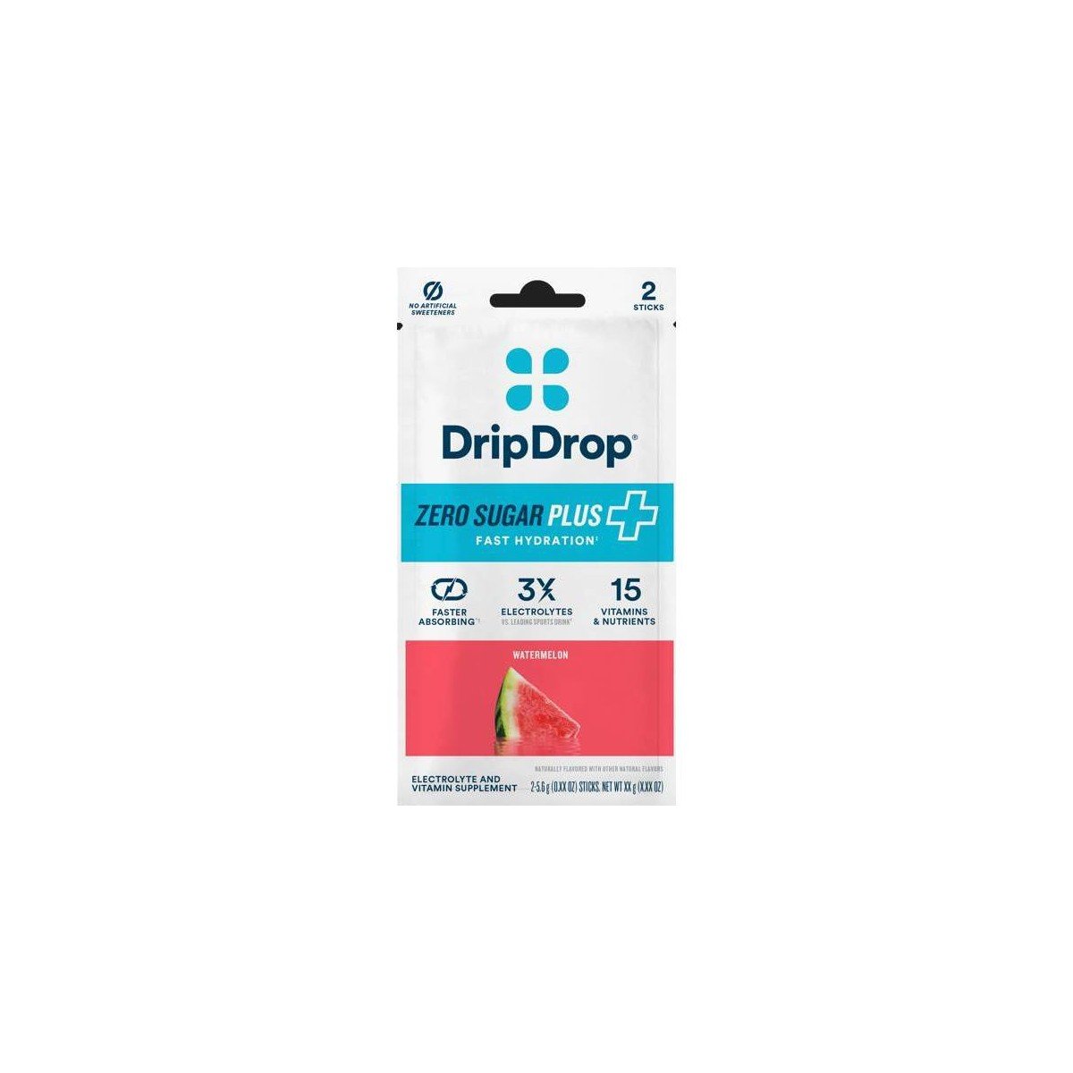 GUEST_6a231b08-e4a6-4600-bed8-950389ab410e.jpg DripDrop Zero Sugar Plus Electrolyte Supplement Powder - Watermelon - 2ct - Image 1