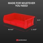Akro-Mils 6 Pack AkroBins Plastic Storage Bins, Space-Saving Organizers, Red - Image 4