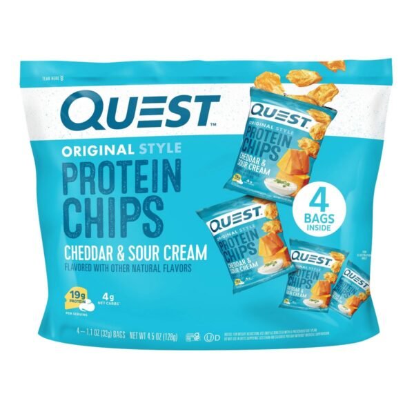 Quest Nutrition Protein Chips - Cheddar & Sour Cream - 4ct: 4.5 Net Weight, 20g Protein Per Serving, Ready to Eat