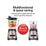 Hamilton Beach Blender w/chopper 58149: 12-Speed, 400W, Ice Crushing, Smoothies, Dishwasher-Safe, Black - Image 3