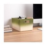 Isaac Jacobs 2pk 7"x8.11" Decorative Storage Ombre Bin Green