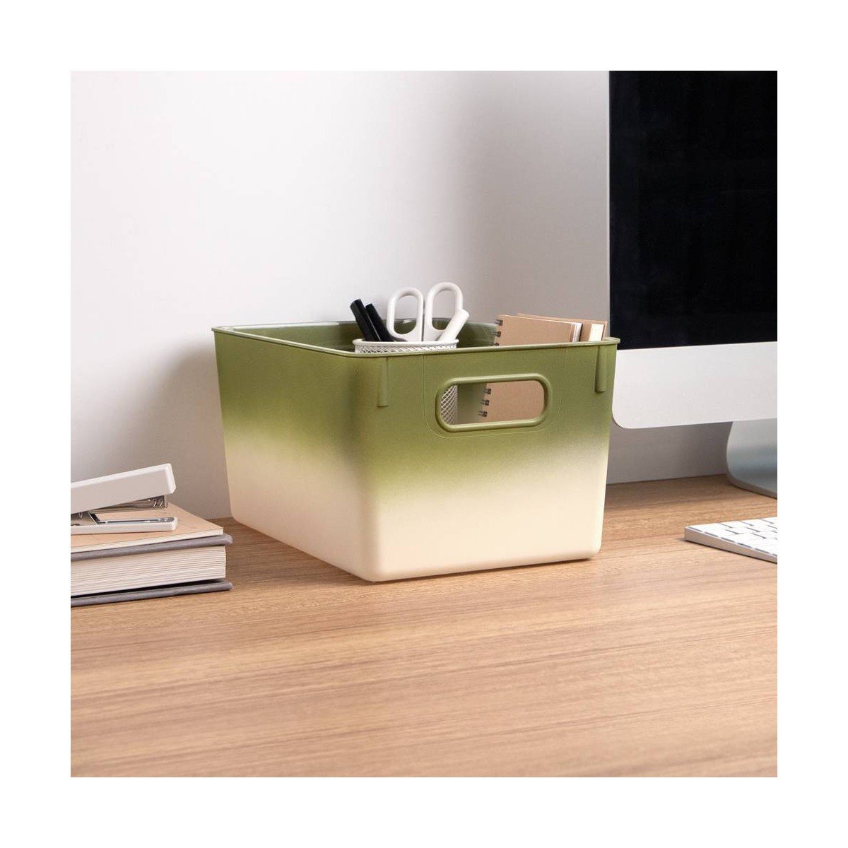 GUEST_6c41b47d-b0cc-4e0d-b903-80574f6cb255.jpg Isaac Jacobs 2pk 7"x8.11" Decorative Storage Ombre Bin Green - Image 1
