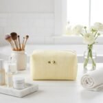 Alilang Knit Makeup Bag Large Capacity Cosmetic Pouch Travel Toiletry Organizer, Yellow - Image 3