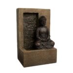 Nature Spring Tabletop Water Fountain - Sitting Buddha Statue by a Stone Wall Waterfall, Electric Pump & Soothing Sounds for Office and Home Decor - Image 2