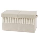Sweet Jojo Designs Boy or Girl Gender Neutral Unisex Fabric Storage Toy Bin Bohemian Fringe Taupe and Ivory