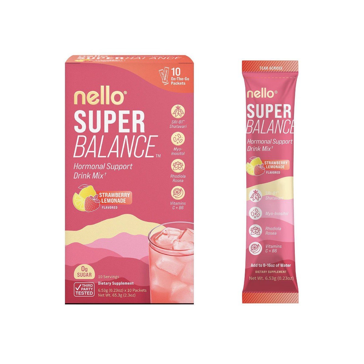 GUEST_6ca0d8cb-99d1-4a33-b1ed-307d1d90f7a7.jpg Nello Superbalance Drink Mix Supplement Powder - Strawberry Lemonade - 10ct: Multivitamins, 10 Count - Image 1