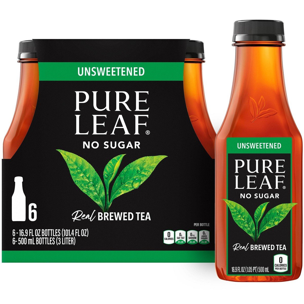 GUEST_6cf77b70-80c2-468c-ba87-9bbc6dd44004.jpg Pure Leaf Unsweetened Iced Tea - 6pk/16.9oz Bottles: No Artificial Colors, No Preservatives, Caffeinated - Image 1