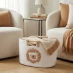 REGALWOVEN Shelf Closet Storage Basket with Wood Handles for Home Decor Lion 15*9.4*7.9in - Image 4