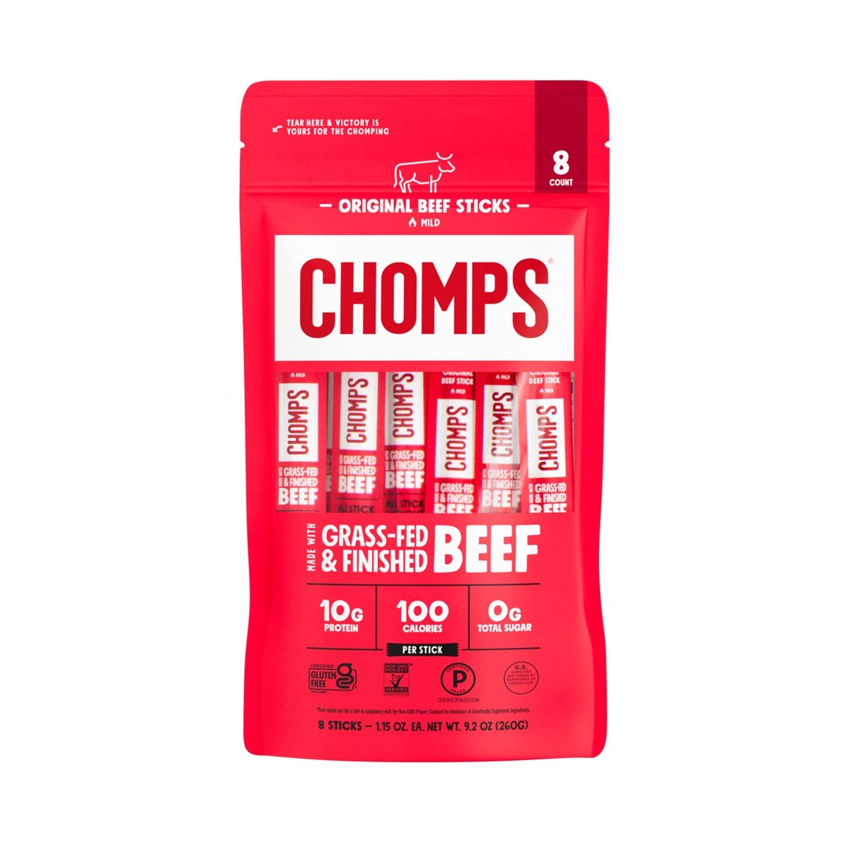 GUEST_6d6037ab-d60d-4e90-b3d1-8b28b966a57a.jpg Chomps Snack Sticks Original Beef Meat Sticks - 9.2oz/8ct - Image 1