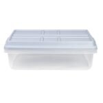 Hefty 40qt Clear Plastic Storage Bin with Gray HI-RISE Stackable Lid: Under Bed Utility Totes, Locking Handles, Snap Closure - Image 4