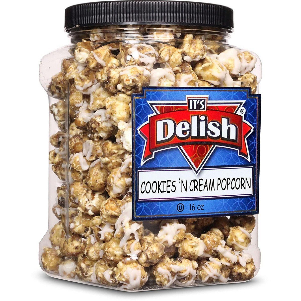 GUEST_6f3b5dff-4473-40d6-88fe-3710958d16fa.jpg Cookies 'n Cream Popcorn by It's Delish, 16 Oz Jumbo Container - Image 1