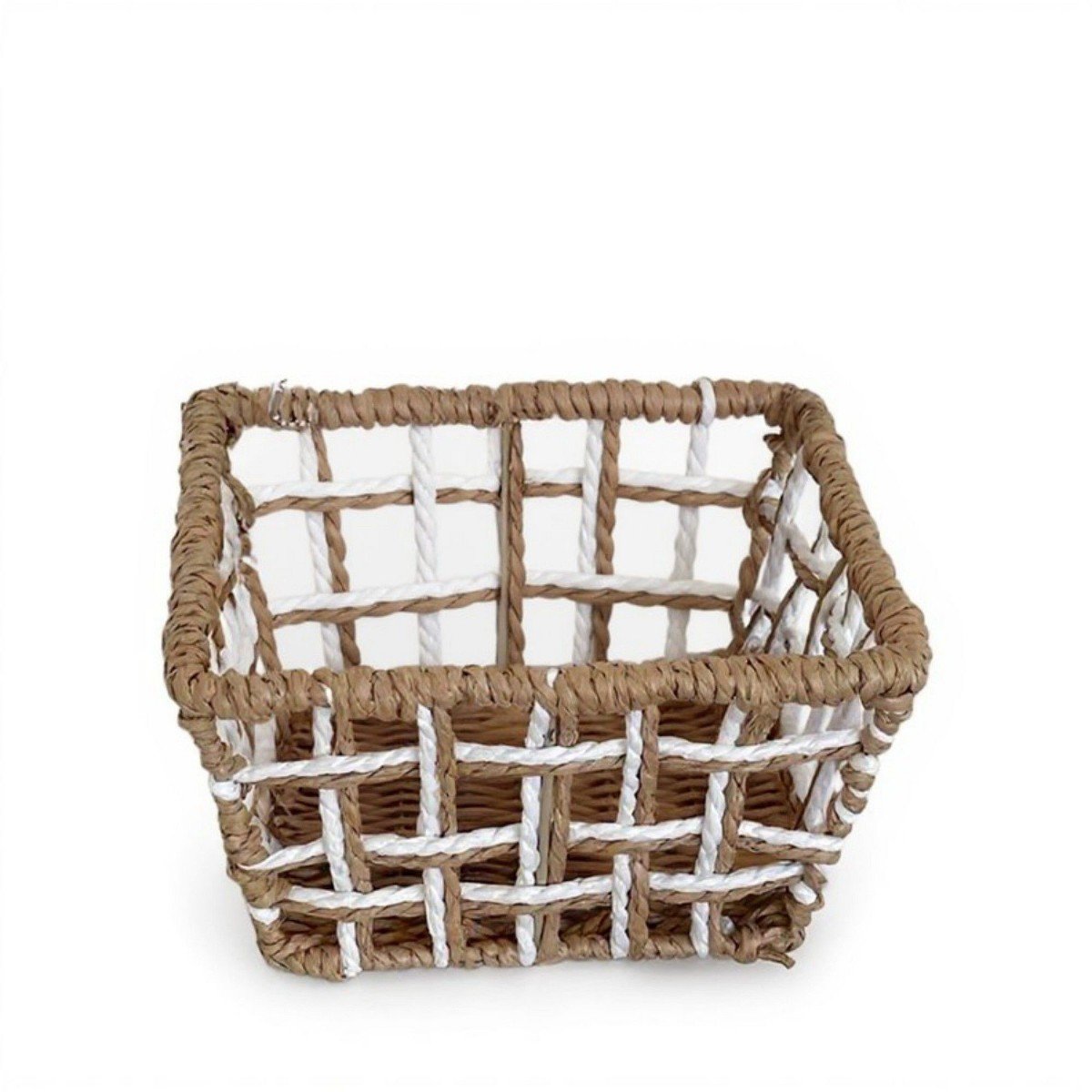 GUEST_6fa2f7fb-68a4-4bee-92d9-baf1348e4403.jpg Alilang Open Weave Rattan Storage Basket with Reinforced Frame and Two-Tone Design -Khaki - Image 1