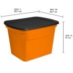 Sterilite 18 Gallon Orange Plastic Storage Container Bin Tote with Lid (16 Pack) - Image 2