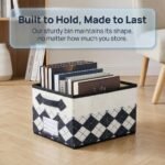 REGALWOVEN Printed Fabric Collapsible Spacious Versatile Open Storage Bins 1 Pc Light Black 8.7*11.4*6.7in - Image 3