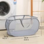 Alilang Collapsible Mesh Laundry Basket Large Capacity Pop Up Hamper Foldable Clothes Storage Bin, Gray - Image 4