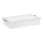 IRIS 40qt Underbed Plastic Storage Container with Lid Clear: Stackable, Transparent, Built-In Handles