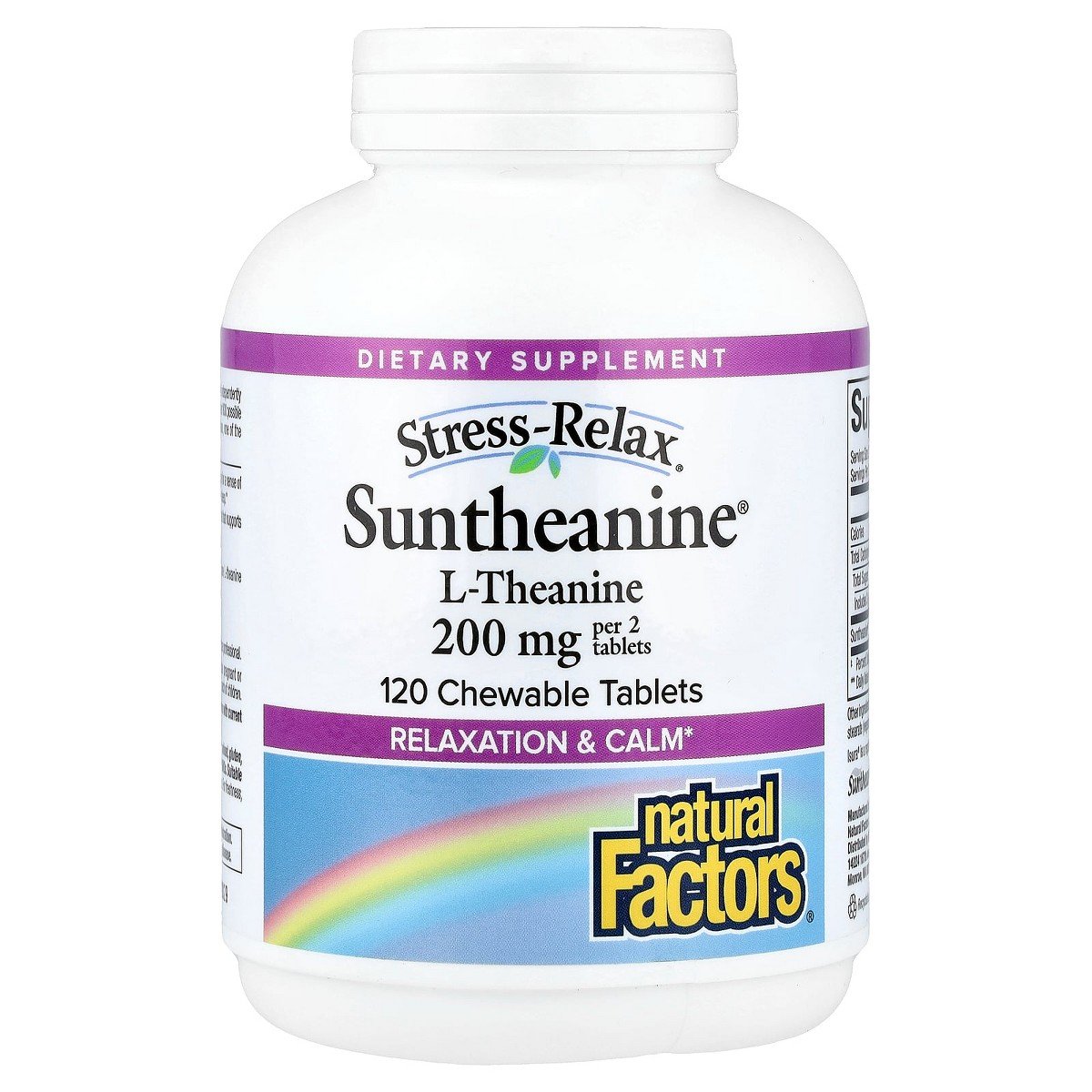 GUEST_715463a1-27eb-49b7-8636-5ff07c81f772.jpg Natural Factors Stress-Relax®, Suntheanine® L-Theanine, Fruit, 120 Chewable Tablets (100 mg per Tablet) - Image 1