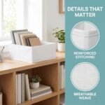 REGALWOVEN Storage Cube, Fabric Storage Bin with Zipper for Shelves Closet, Collapsible Storage Basket for Organizing Books White 12Pcs - Image 5