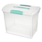 Sterilite Large Nesting ShowOffs Stackable Storage Bin, Latching Organizer Tote with Handle, Plastic Box for File Organization, Clear, 12-Pack - Image 2