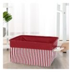 Unique Bargains Foldable Baskets Canvas Fabric Cube Container with Rope Handles Storage Bins Red Small - Image 4