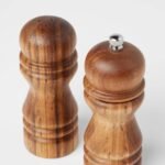 2pc Acacia Turned Salt Shaker and Pepper Grinder Set - Threshold™: Brown Spice Mills, 5.43" Height, 61 Volume Capacity - Image 4