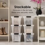 IRIS 13 Qt Stackable Plastic Storage Bins with Lids- Discreet- Pearl, 4Pk - Image 6