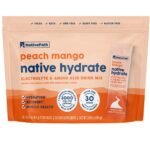 NativePath Hydrate Electrolyte Stick Packs - Zero Sugar with 2,000mg BCAAs, Peach Mango, 30 Servings