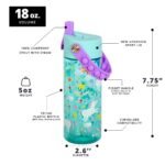Elemental Water Bottles for Kids - Splash Kid Bottle for School Pop-it Handle - BPA Free Tritan with Straw Leak Proof 18oz - Spring Blossom Clear - Image 3