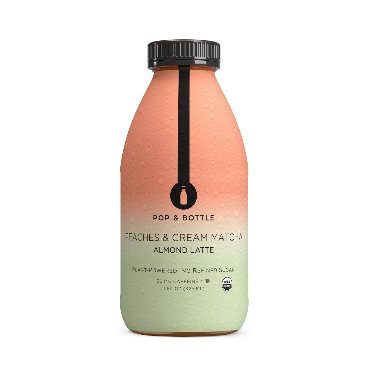 GUEST_76a6b4a6-37a7-409f-aa61-49e0e891bf5e.jpg Pop & Bottle Peaches & Cream Matcha Almond Latte - 11 fl oz: Organic Certified - Image 1