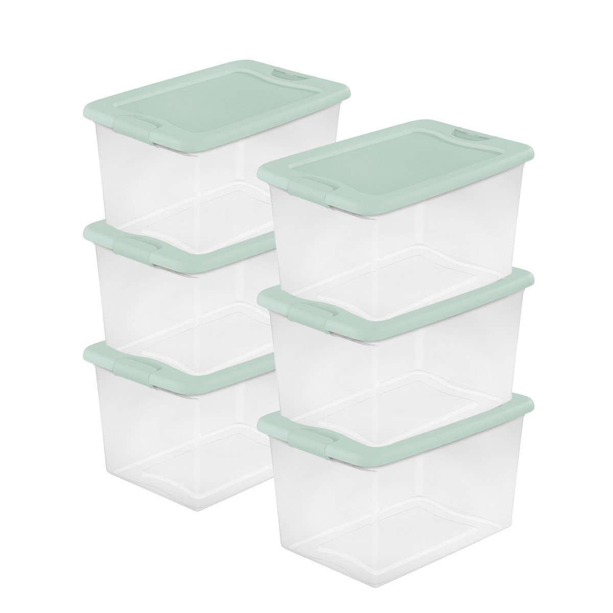 GUEST_771f9e63-522a-4704-b3d2-95c9a0c6a63e.jpg Sterilite 6 Pack 64 Qt Latching Box, Plastic Storage Bin with Lid, Mindful Mint - Image 1