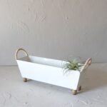 Trough Bin White Metal, Reed & Wood - Image 2