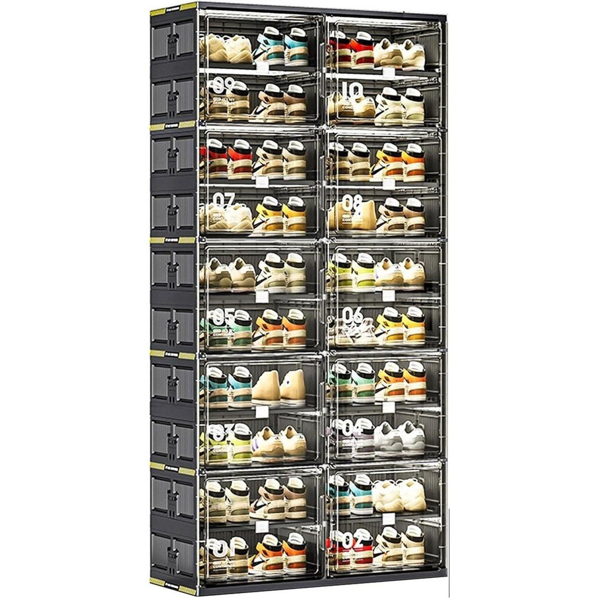 GUEST_7a0b2a0e-2e39-4f89-8b1f-cfc5c4be0d8d.jpg BALHAM TRADE-40 Pairs Storage box Cabinet Fast Installation Plastic with Magnetic Clear Door Enclosed Black-2Row 10Tier 13.4"D x 19.7"W x 43.5"H - Image 1