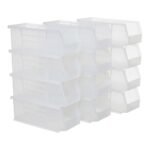 Akro-Mils 12 Pack AkroBins Plastic Storage Bins, Space-Saving Organizers, Clear