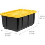IRIS 27 Gal Heavy Duty Truck Bed Toolbox Storage Tote Bins with Lids, Garage Organization, Black/Yellow, 2Pk - Image 2