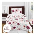 Sweet Jojo Designs Fabric Storage Bins Set Watercolor Floral Pink White and Green - Image 2