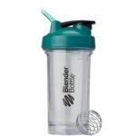 BlenderBottle 24 fl oz Plastic Pro24 Shaker Bottle Clear/Teal: BPA-Free, Odor-Resistant, Leakproof, Drinking Spout